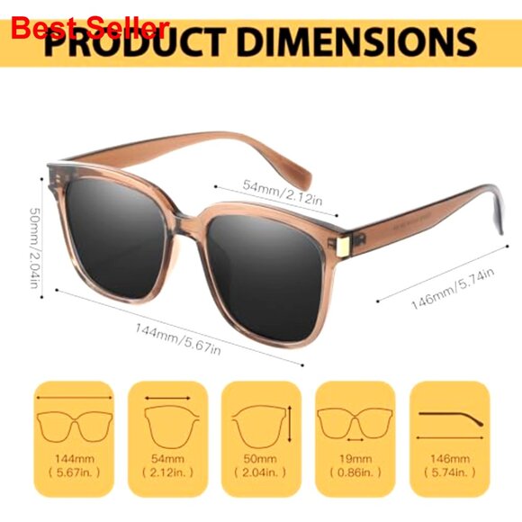 Polarized Square Sunglasses UV400 Protection Retro Style Unisex main image 4